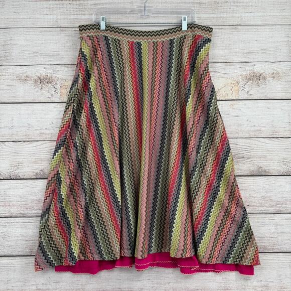 Anthropologie A+ Maeve Arely Knit Multi Color Chevron Maxi Skirt Womens 1X - Picture 1 of 11